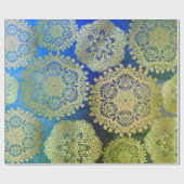 Elegant goud blauw groen mandala patroon cadeaupapier (Vlak)
