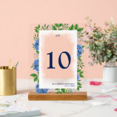Elegant Goud Blauw Hydrangeas Monogram Bruiloft Acryl Bord (Huwelijk)