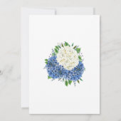 Elegant Goud Blauw Hydrangeas Monogram Bruiloft Kaart (Achterkant)