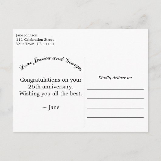 Elegant Goud & Blauw Jubileum Groet Briefkaart (Achterkant)