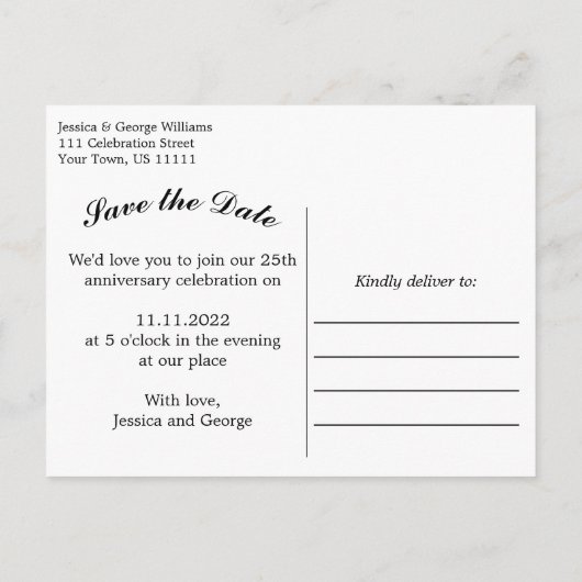 Elegant Goud Blauw Jubileum Uitnodiging Briefkaart (Achterkant)