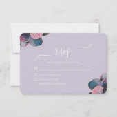 Elegant Goud Blauw Lavendel Paarse Hydrangeas RSVP Kaartje (Voorkant)