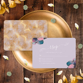 Elegant Goud Blauw Lavendel Paarse Hydrangeas RSVP Kaartje