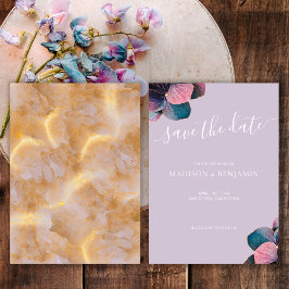 Elegant Goud Blauw Lavendel Paarse Hydrangeas Save The Date