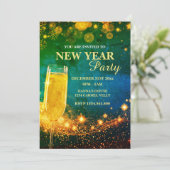 Elegant goud & blauw oudjaarsfeestje kaart (Staand voorkant)