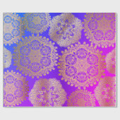 Elegant Goud Blauw Paarse Roze Mandala Patroon Cadeaupapier (Vlak)