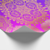 Elegant Goud Blauw Paarse Roze Mandala Patroon Cadeaupapier (Hoek)
