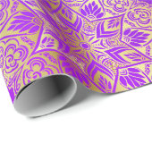 Elegant Goud Blauw Paarse Roze Mandala Patroon Cadeaupapier (Rol Hoek)