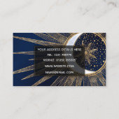 Elegant Goud & Blauw Zon Maan Mandala Doodles Art Visitekaartje (Achterkant)