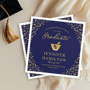 Elegant Goud  Blauwe Farmacie School Afstuderen Servet