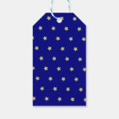 Elegant goud & blauwe sterrenpatroon monogram cadeaulabel (Achterkant)