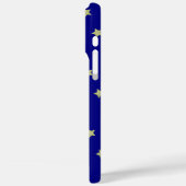 Elegant goud & blauwe sterrenpatroon monogram Case-Mate iPhone case (Achterkant / Links)