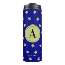 Elegant goud & blauwe sterrenpatroon monogram