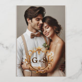 Elegant Goud Bloei Bruiloft Folie Save The Date Folie Uitnodiging (Achterkant)