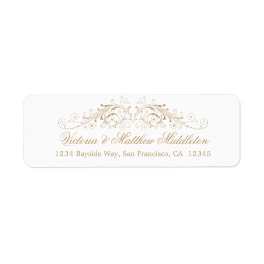Elegant goud bloeien Damask Etiket (Voorkant)