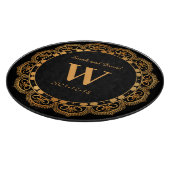 Elegant goud bloeien monogram bruiloft Jubileum Snijplank (Hoek)