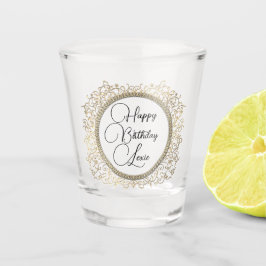 Elegant Goud Bloeiende Verjaardag Gepersonaliseerd Shot Glas