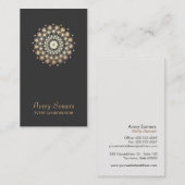 Elegant Goud Bloem Motief Evenement Planner Zwart Visitekaartje (Voorkant / Achterkant)