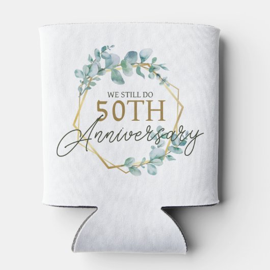 Elegant Goud Bloemen 50ste Bruiloft Jubileum Blikjeskoeler (Achterkant)