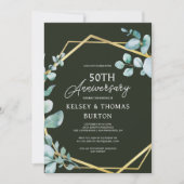 Elegant Goud Bloemen 50ste Bruiloft Jubileum Kaart (Voorkant)