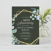 Elegant Goud Bloemen 50ste Bruiloft Jubileum Kaart (Staand voorkant)