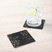 Elegant Goud Bloemen 50ste Bruiloft Jubileum Kartonnen Onderzetters (Insitu)