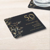 Elegant Goud Bloemen 50ste Bruiloft Jubileum Kartonnen Onderzetters (Schuin)