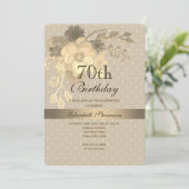 Elegant Goud Bloemen 70e Verjaardag Kaart (Staand voorkant)