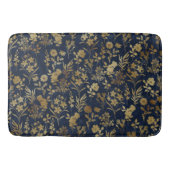 Elegant Goud Bloemen Blauw Botanisch Badmat (Voorkant)