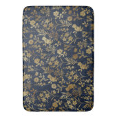 Elegant Goud Bloemen Blauw Botanisch Badmat (Voorkant Verticaal)