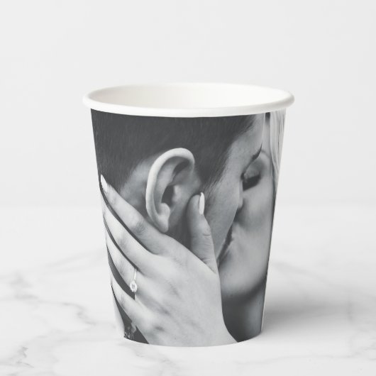 Elegant Goud Bloemen Bruid en bruidegom Foto Bruil Papieren Bekers (Achterkant)