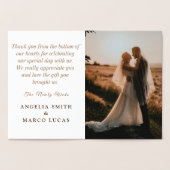 Elegant Goud Bloemen Bruiloft Dank u Foto Echt Folie Kaarten (Binnen)