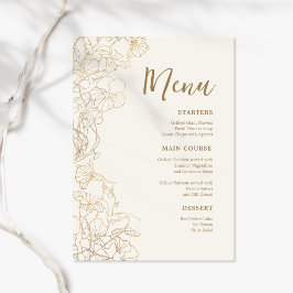 Elegant Goud Bloemen Diner Menu