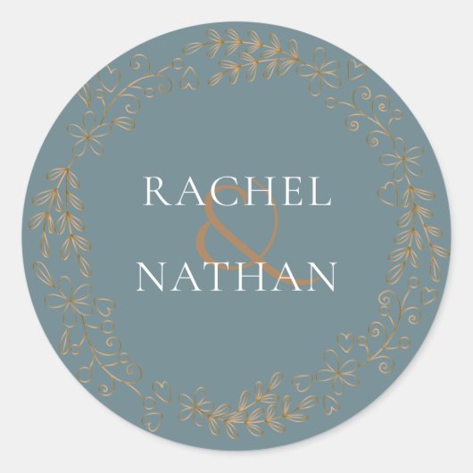 Elegant Goud Bloemen Garland Gepersonaliseerd Ronde Sticker (Voorkant)