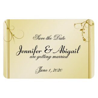 Elegant Goud Bloemen Gay Bruiloft Save the Date Magneet