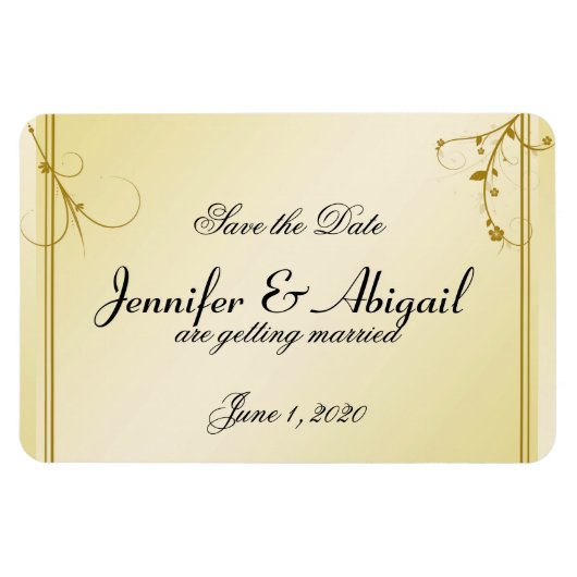 Elegant Goud Bloemen Gay Bruiloft Save the Date Magneet (Horizontaal)