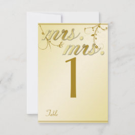 Elegant Goud Bloemen Gay Trouwtafel Nummer Kaart