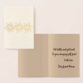 Elegant Goud Bloemen Gestileerde Patroon Get Well Folie Kaarten