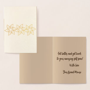 Elegant Goud Bloemen Gestileerde Patroon Get Well  Folie Kaarten