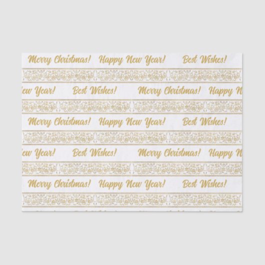 Elegant  Goud Bloemen Kerstcadeau Tissuepapier (Voorkant)