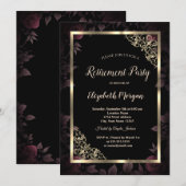 Elegant Goud Bloemen Lijst Donker Bloemen Pensione Kaart (Voorkant / Achterkant)