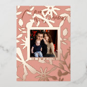 Elegant Goud Bloemen Lijst Kerstmis Foto Folie Feestdagenkaart (Voorkant)