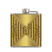 Elegant Goud Bloemen Metalen look Monogram Naam Heupfles (Achterkant)