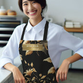 Elegant Goud Bloemen Patroon Donkergrijze Bakkerij Schort