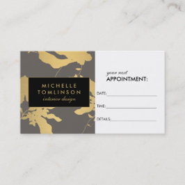 Elegant Goud Bloemen Patroon Grijs Afspraakkaart Afsprakenkaartje