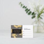 Elegant Goud Bloemen Patroon Grijs Afspraakkaart Afsprakenkaartje (Staand voorkant)
