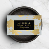 Elegant Goud Bloemen Patroon Lichtgrijs Designer Visitekaartje