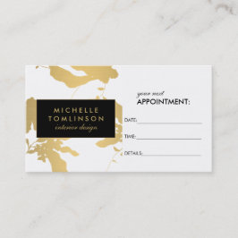 Elegant Goud Bloemen Patroon Wit Afspraakkaart Afsprakenkaartje