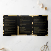 Elegant Goud Bloemen Patroon Zwart Salon Brochure Drieluik Kaart (Binnen)