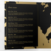 Elegant Goud Bloemen Patroon Zwart Salon Brochure Drieluik Kaart (Binnenzijde eerst)